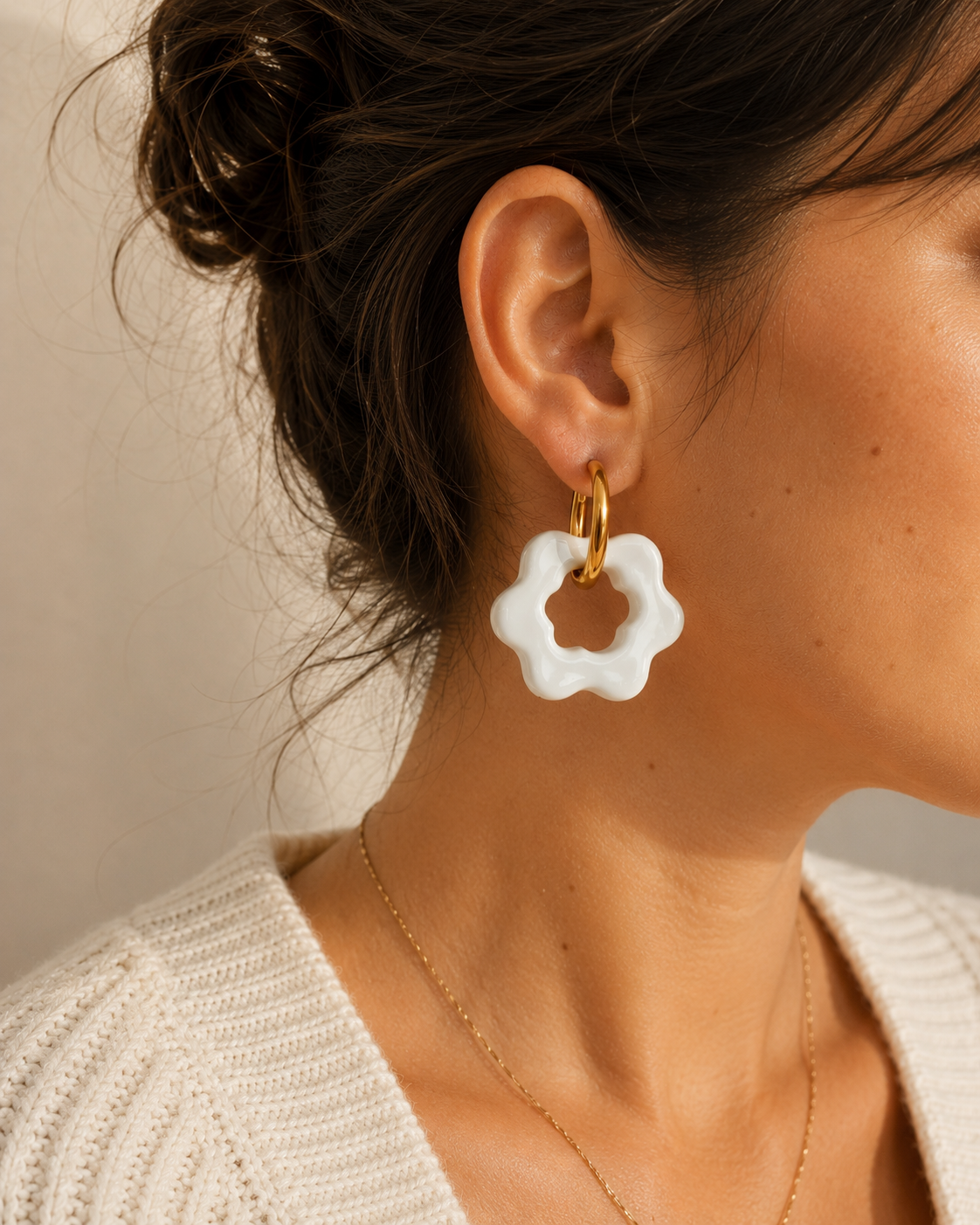 Boucles d'oreilles unique - Blanche
