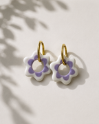 Boucles d'oreilles unique - Camélia violette