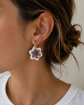 Boucles d'oreilles unique - Camélia violette
