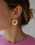 Boucles d'oreilles unique - Camélia orange